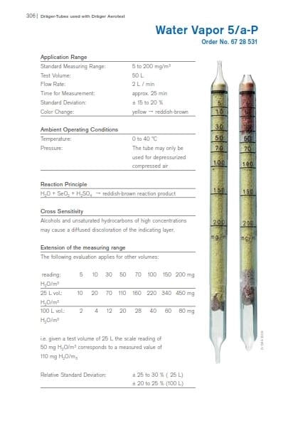 Fiale Draeger Aerotest Vapor acqueo 5/A-P conf 10 fiale