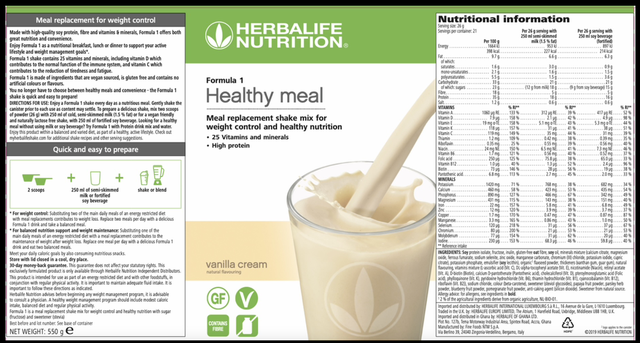 Herbalife Formula 1 Vanilla 780g - Herbalife Meal Replacement Shake - Scubamarket
