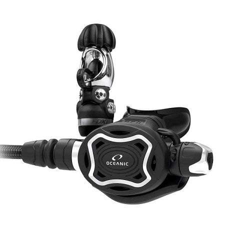 Erogatore subacqueo Oceanic Zeo Maxflex swivel din con valvola in ottone marino cromato e design compatto